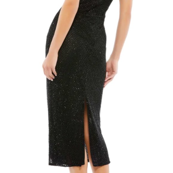 MAC DUGGAL 5531 EMBELLISHED HALTER NECK BLACK SHEATH DRESS sz 8 - Picture 6 of 6